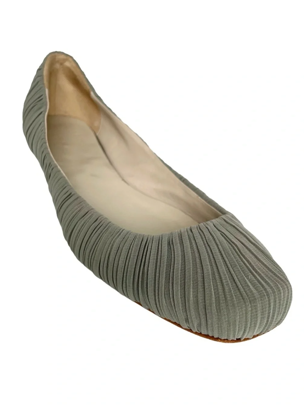 Dusica Sacks Pleated Ballet Flats Gray Sculpted Heel Italy 40